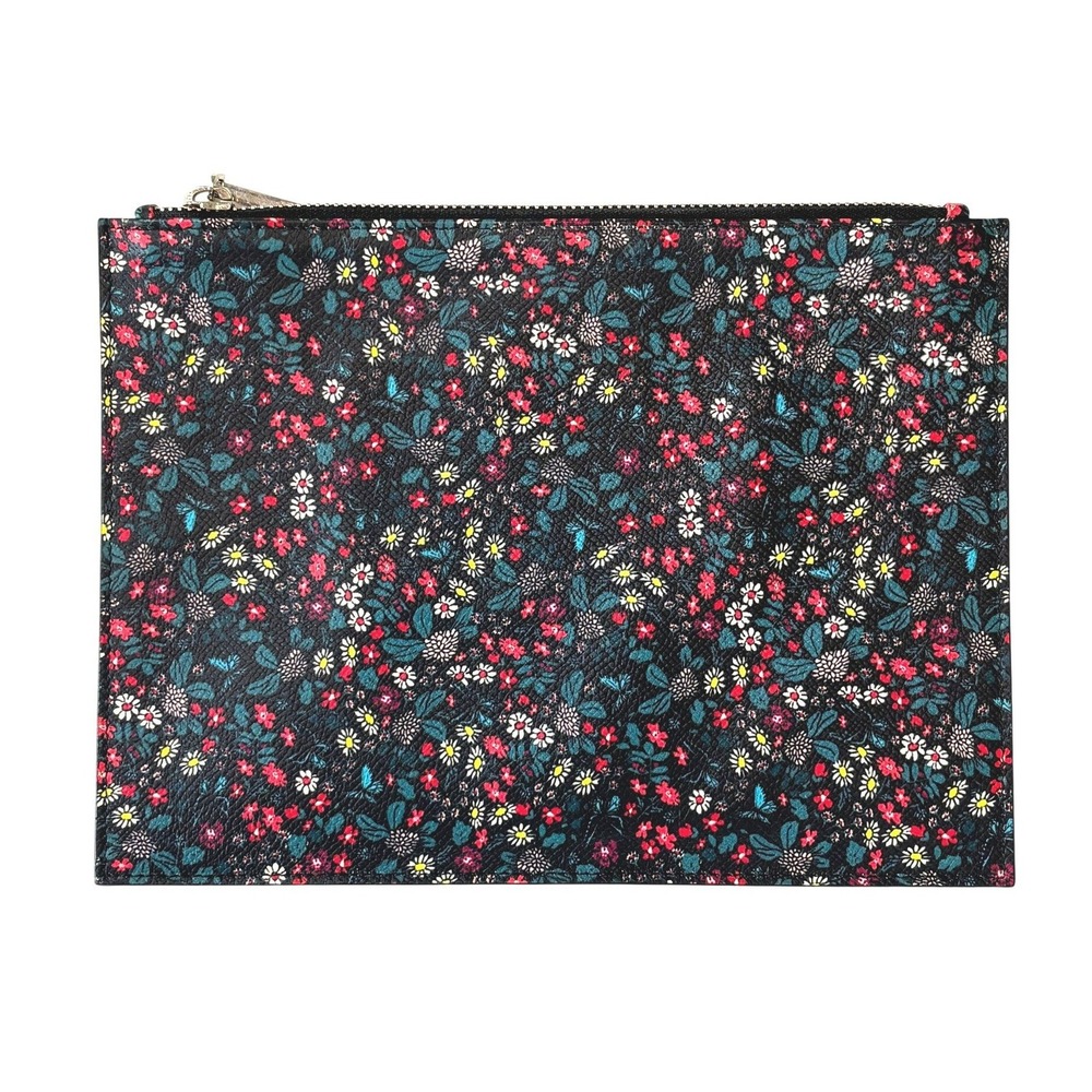 Tabitha Simmons‎ Floral Print Leather Zip Pouch Clutch English Garden